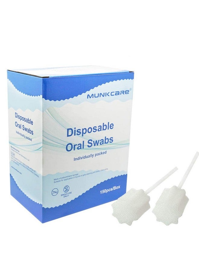 MUNKCARE Oral Mouth Swabs Sponge- Untreated and Unflavored for Baby & Elderly Oral Cleaning White 150 Counts - Image 1