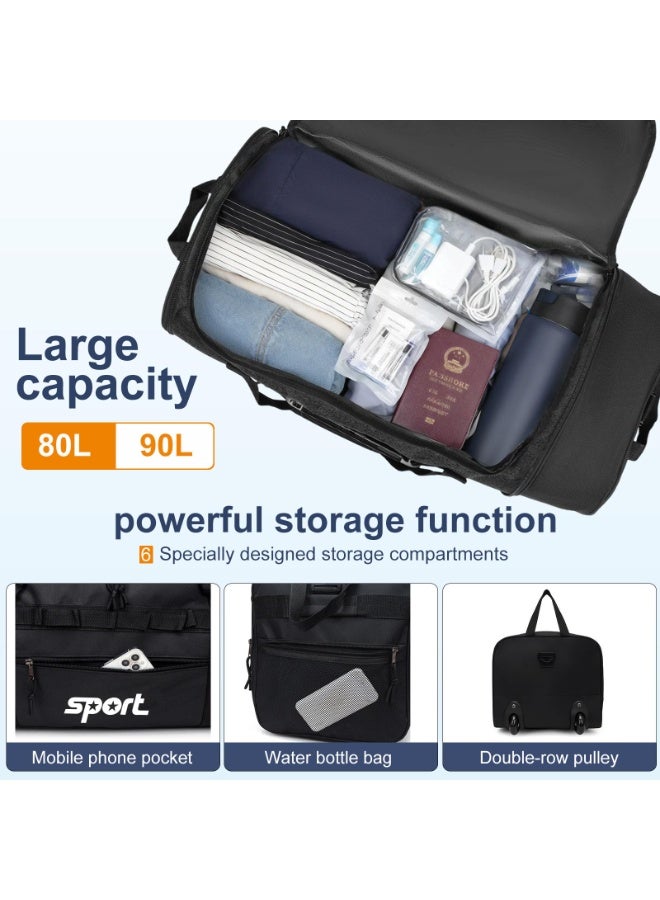 Arabest Large Rolling Duffel Bag for Travel with 2 Wheels Expandable Foldable Travel Bag No-Sag Design Lightweight Suitcase Luggage Bag for Men Women, Black - Image 4