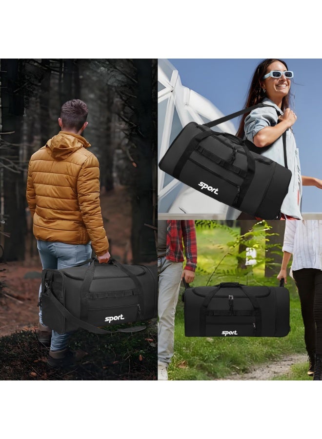 Arabest Large Rolling Duffel Bag for Travel with 2 Wheels Expandable Foldable Travel Bag No-Sag Design Lightweight Suitcase Luggage Bag for Men Women, Black - Image 2