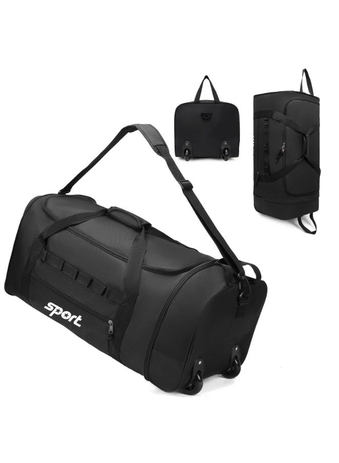 Arabest Large Rolling Duffel Bag for Travel with 2 Wheels Expandable Foldable Travel Bag No-Sag Design Lightweight Suitcase Luggage Bag for Men Women, Black - Image 1