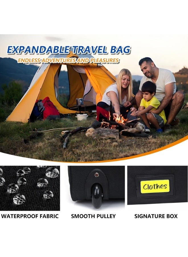 Arabest Large Rolling Duffel Bag for Travel with 2 Wheels Expandable Foldable Travel Bag No-Sag Design Lightweight Suitcase Luggage Bag for Men Women, Black - Image 5