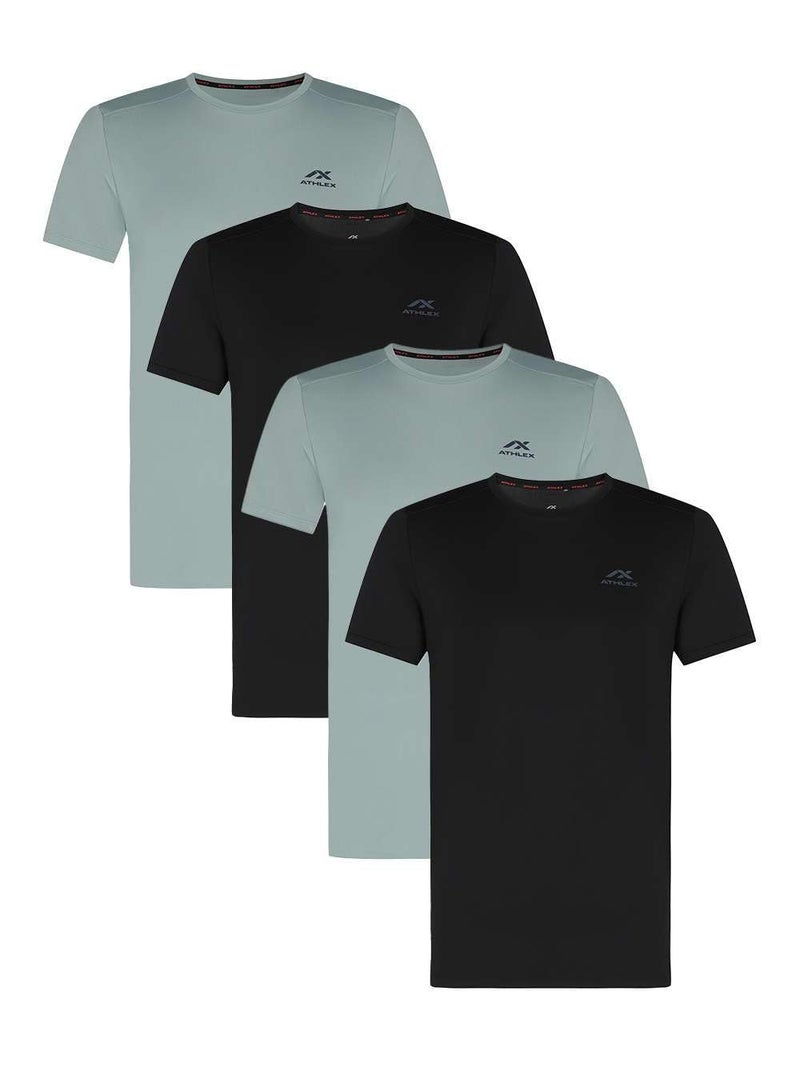 Athlex Men's 4-Pack Fly Running T-Shirts – ATDRY Moisture-Wicking Technology, Reflective Print, Lightweight & Comfortable for Optimal Performance - Image 1