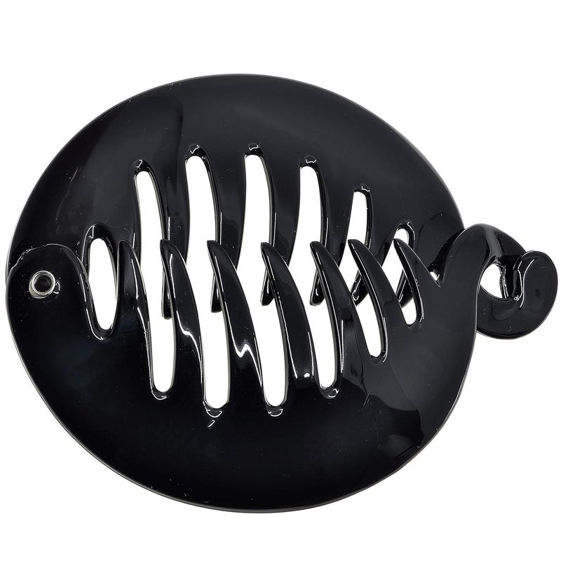 Camila Paris CP2874 325 inch French Banana Clip Hair Comb Black Round Girls Ponytail Holder Interlocking Banana Combs For Volume Thick Hair Fashion Styling Hair Accessories for Women Made in France