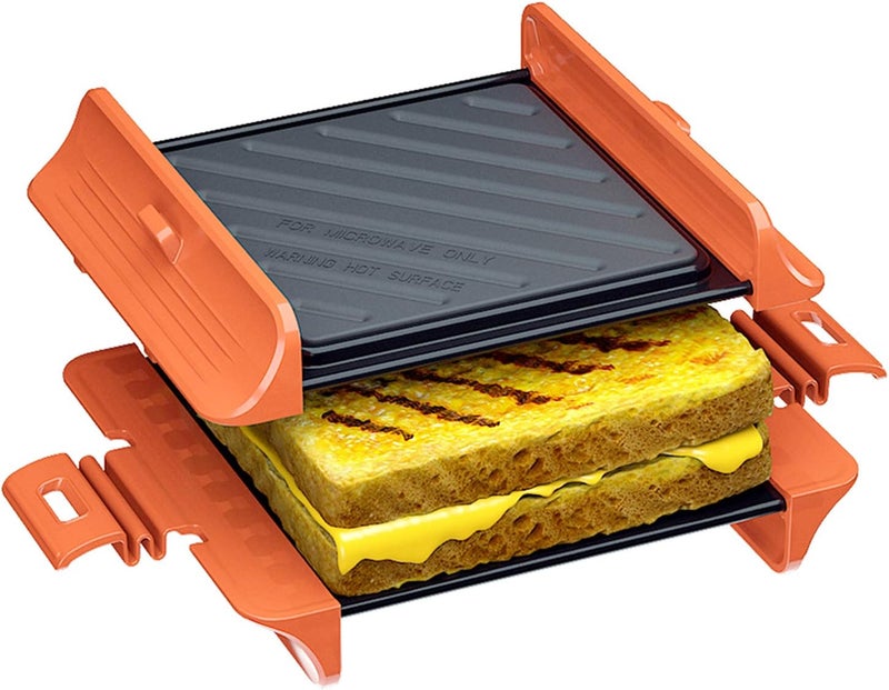 MACONEE Microwave Sandwich Maker | Panini Press Cheese Griller | Microwavable Toaster Tray Crisper | Grill Fast and Dishwasher Safe - Image 1