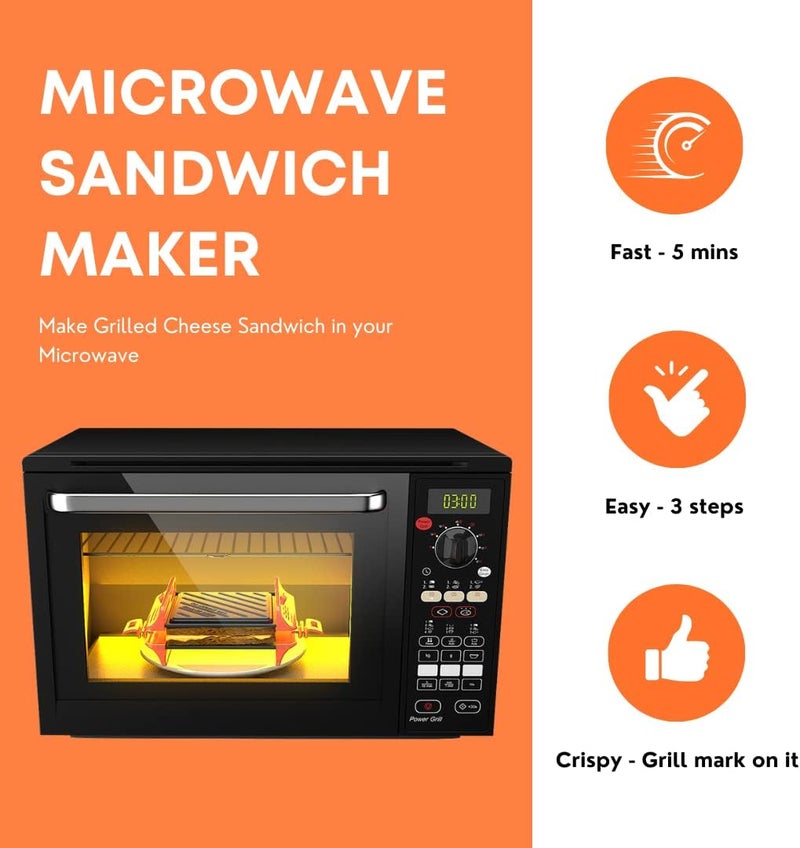 MACONEE Microwave Sandwich Maker | Panini Press Cheese Griller | Microwavable Toaster Tray Crisper | Grill Fast and Dishwasher Safe - Image 2