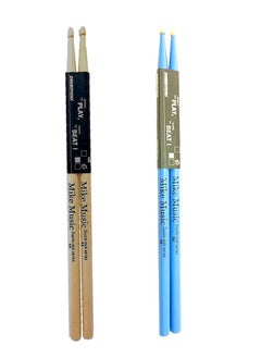 Mike Music 2 Pair Drum Sticks, 5A Classic Maple Drumsticks for Adults Kids and Beginners 
