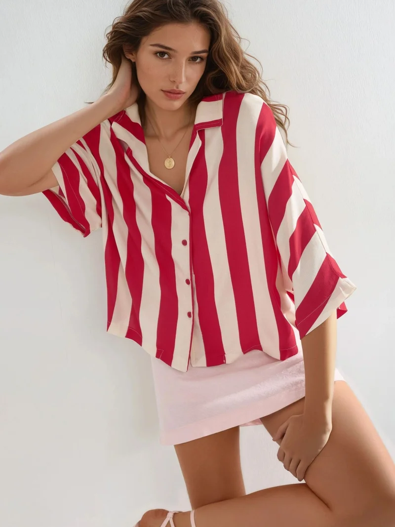 Busem BUSEM Relaxed Fit Striped Button-Up Shirt