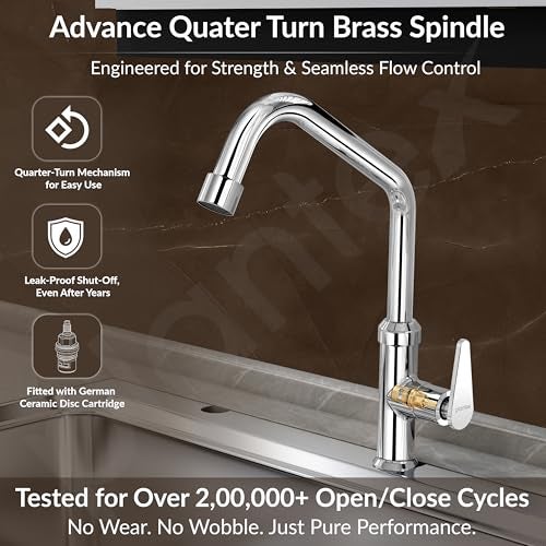 Plantex LEA-712 Pure Brass Kitchen Sink Tap with 360° Swivel Spout for Kitchen Tape with Water Saving Aerator with Teflon Tape-7 Year Warranty by Plantex (Chrome) - Image 3