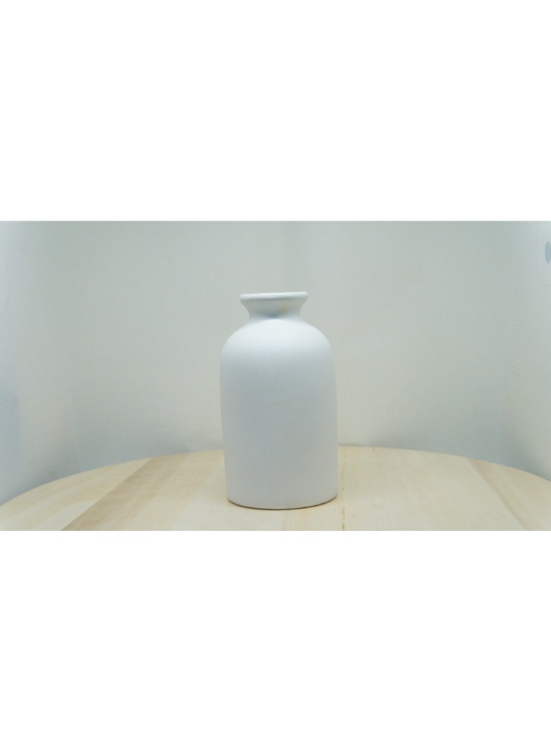 ELEGANT JUG SHAPED CERAMIC WHITE VASE