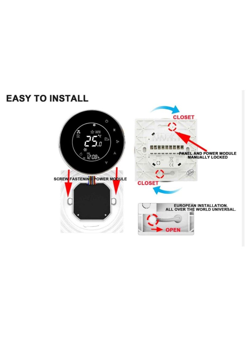 Eazyliv - Tuya WiFi Smart Luxury Design LCD Display Thermostat Temperature Controller For Central Air Conditioner 3 Speed Fan Coil Unit Control for UAE - Image 1