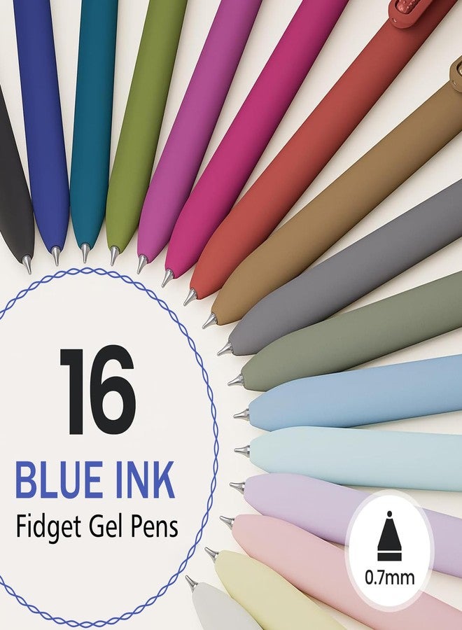 JIMMIDDA 8Pcs Blue Gel Pens - 0.7mm Blue Ink Pens Medium Point | Smooth Writing - Quick Drying Retractable Pen for Men Women (Vintage + Morandi - 16Pcs) - Image 2