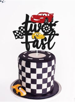 ThePartyPopper Let's Race to Victory Two Fast Car Race Theme Cake Topper Birthday Party Supplies  - Image 3