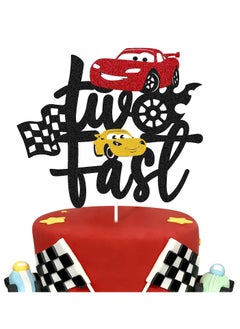 ThePartyPopper Let's Race to Victory Two Fast Car Race Theme Cake Topper Birthday Party Supplies  - Image 4