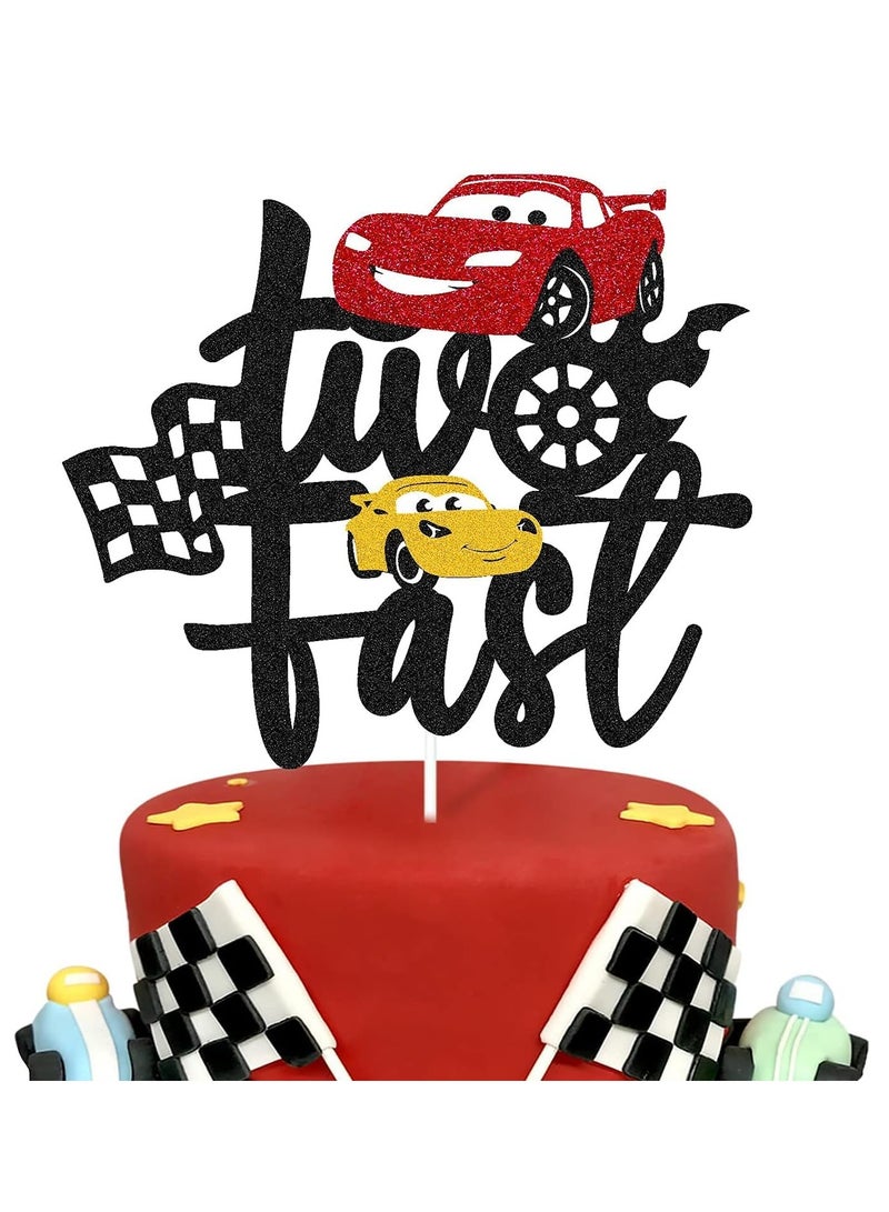 ThePartyPopper Let's Race to Victory Two Fast Car Race Theme Cake Topper Birthday Party Supplies  - Image 4