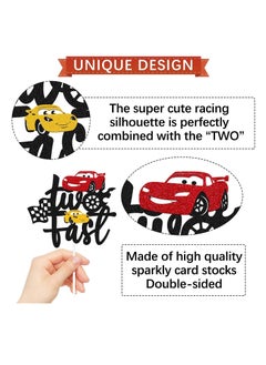 ThePartyPopper Let's Race to Victory Two Fast Car Race Theme Cake Topper Birthday Party Supplies  - Image 5