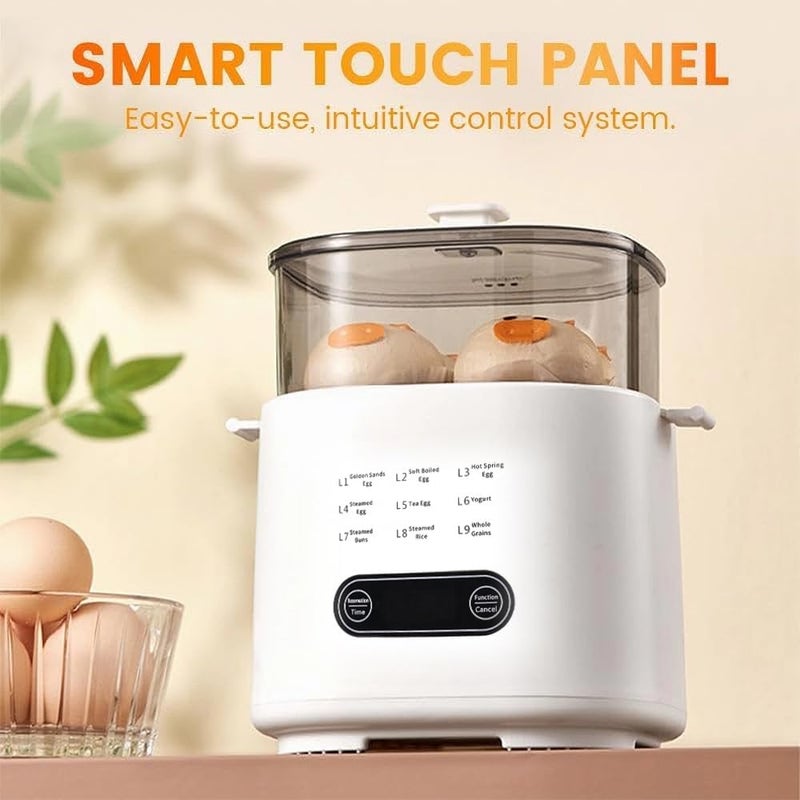 AMINAC Mini Multi-Functional Egg Cooker Set with Smart Touch Panel, Electric Rapid Egg Cooker, Egg Boiler Electric, Egg Steamer, Precise Temperature Control for Hard-Boiled, Soft-Boiled, Poached - Image 5