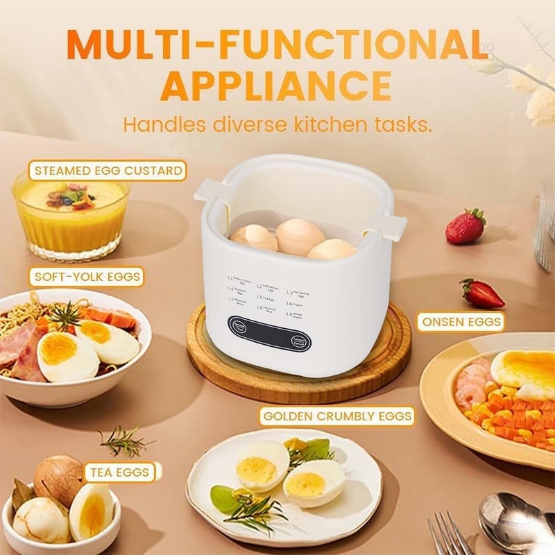AMINAC Mini Multi-Functional Egg Cooker Set with Smart Touch Panel, Electric Rapid Egg Cooker, Egg Boiler Electric, Egg Steamer, Precise Temperature Control for Hard-Boiled, Soft-Boiled, Poached - Image 3