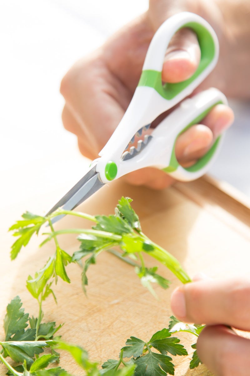 Zyliss Heavy Duty Home & Kitchen Herb Shears Scissors with Innovative Stem Stripper, Versatile Kitchen Shears for Trimming Weeds, Flower Buds & More - White/Green - 8.5 x 4.2 x 0.4 inches - Image 4