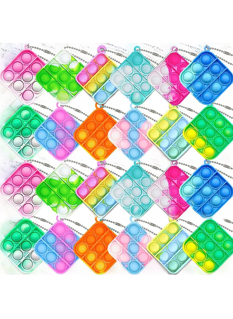 1 x 5 pcs Mini Square Keychain Pop It Fidget Toy Square 5cm (send bead chain) 