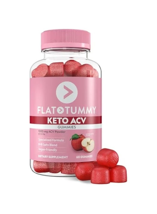 Flat Tummy, Keto ACV Gummies, Natural Apple, 60 Gummies - Image 1