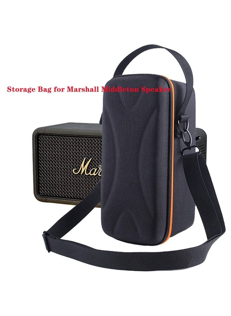 Case Bag for Marshall Middleton Portable Bluetooth Speaker Middleton Hard EVA Carrying Case Shoulder Bag w/Extra Mesh Pocket for Cable and Accessories (Black + Orange) - Image 1