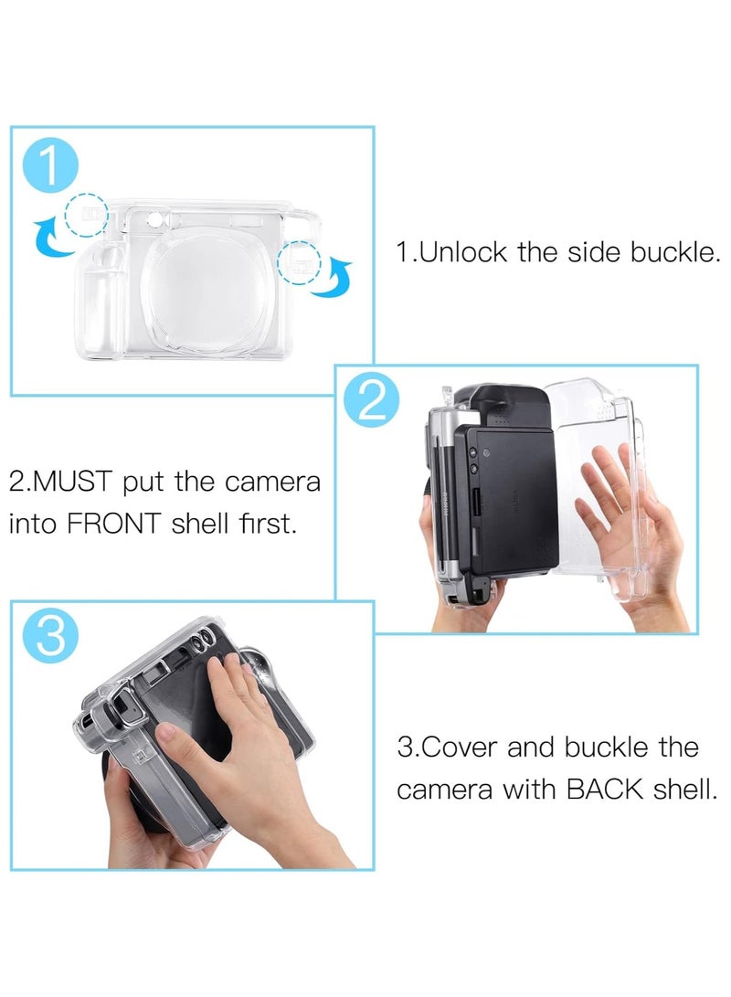 Ransparent case, crystal hard case, precision cut, protective case clear compatible with Fujifilm Instax Wide 300 instant film camera