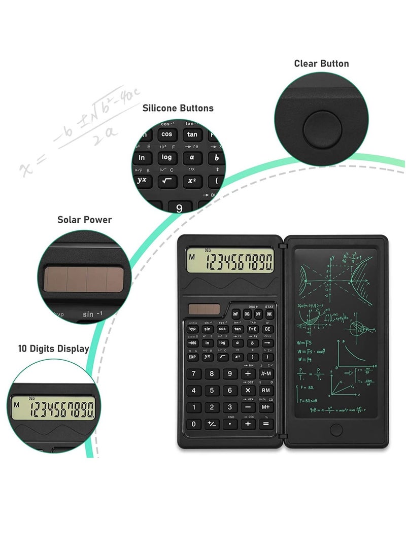 Furtey - Scientific Calculator with Notepad 10 Digit Large Display Office Desk Calcultors Support Solar Professional Foldable Calculator for Students School and College - Image 1