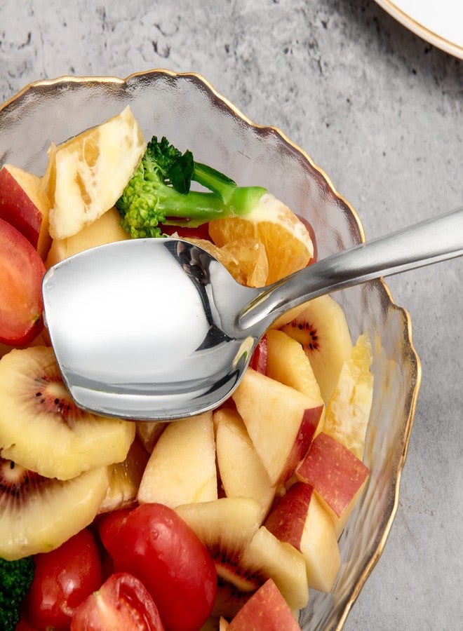 آميا ملعقة تقديم مسطحة الحافة من إيميا، مصنوعة من الفولاذ المقاوم للصدأ 18/8، بقاعدة مسطحة للطهي، مقاس 8 بوصات، مزودة بفتحات، طقم من قطعتين - Image 4