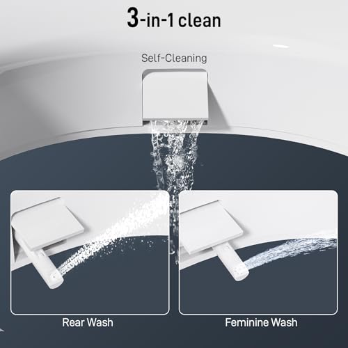 BIGCOW Raised Toilet Seat with Bidet - Elongated, Soft Close, 3" Height - Dual Nozzle (Frontal & Rear Wash) with Adjustable Cold Water Pressure and Stainless Steel Inlet (Elongated) - Image 5