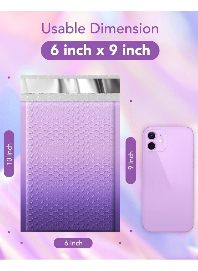 Metronic Bubble Mailers 6X10 Inch 100 Pack Usable Size 6X9'' Gradient Purple Bubble Mailer Waterproof Padded Envelopes For Gift Packaging, Mailing, Makeup, Small Items Bulk - Image 2