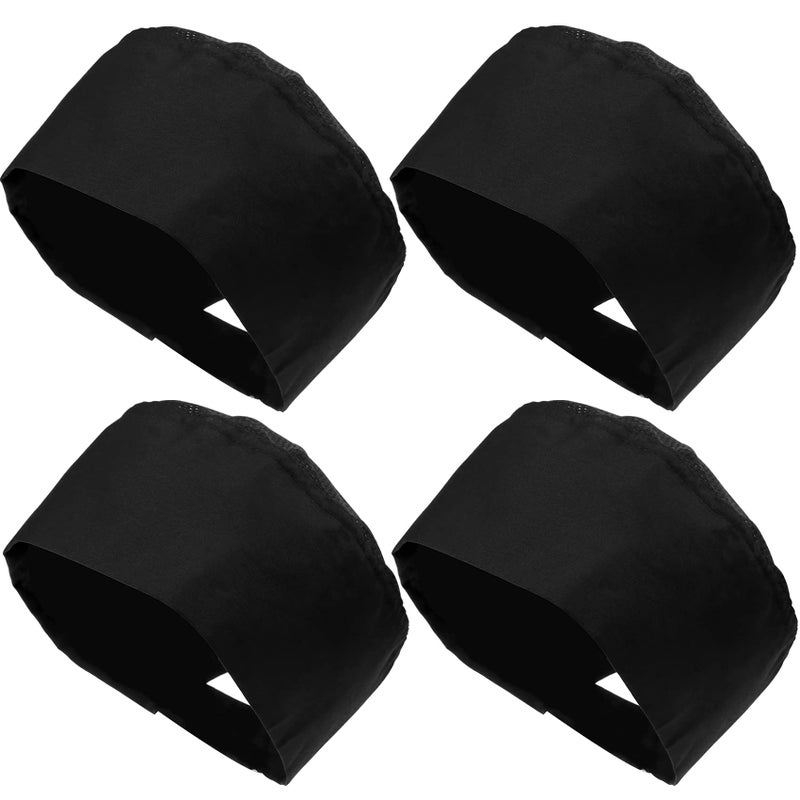 Fivenl 4 Pack Unisex Chef Hats Adjustable Kitchen Cooking Caps with Breathable Mesh Top Black - Image 1