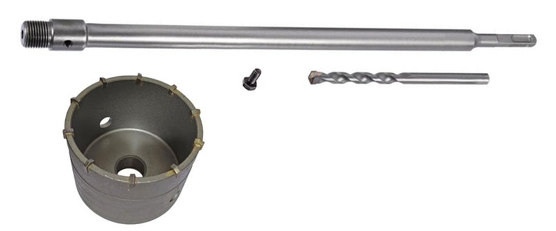 Inditrust Concrete Cement Stone Wall Hole Saw & 350mm Round Rod SDS Plus Shank for Concrete, Cement, Wall & Hole Saw Cutter (90mm hole saw 350mm rod) - Image 1