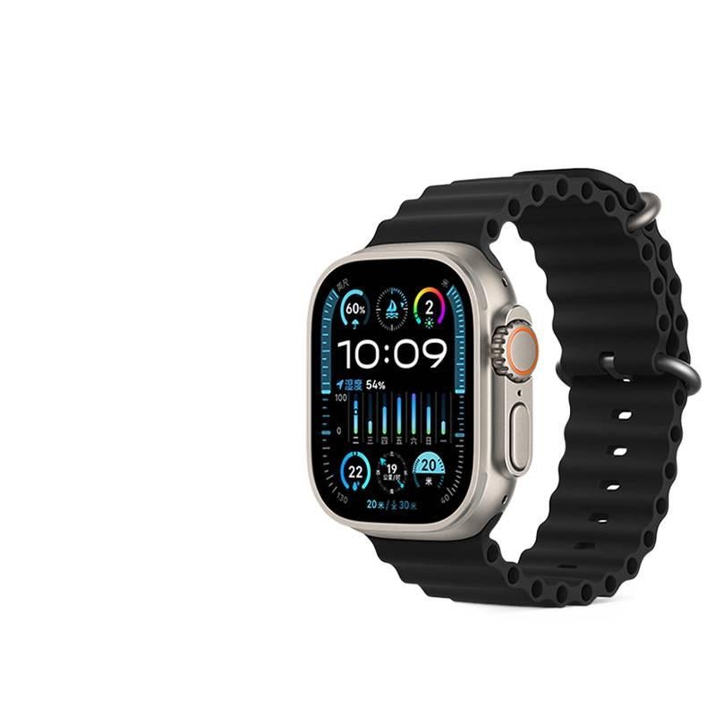 سوار ساعة ذكية سوار رياضي من السيليكون متوافق مع Apple Watch Ultra بملاءمة قابلة للتعديل وحزام بديل للاستخدام اليومي باللون أسود قابل للتعديل - NUR - Image 1