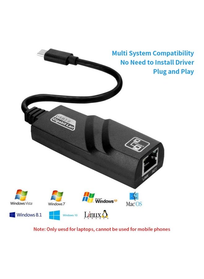 JSM 1000 Mbps USB-C / Type-C to RJ45 Ethernet Adapter Network Cable