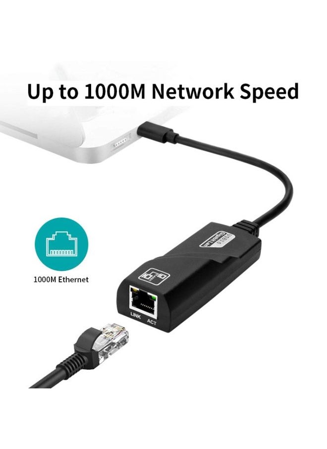 JSM 1000 Mbps USB-C / Type-C to RJ45 Ethernet Adapter Network Cable