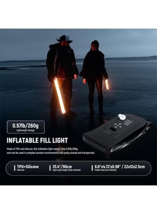 NEEWER Basic 21W Handheld LED Fill Light 35.5"/90cm, Bi Color Portable Inflatable TPU Video Lighting, 2700-6500K 1300Lux 12 Effects CRI95 2500mAh Battery, for Studio Photography Video Recording, GC21B Black - Image 5