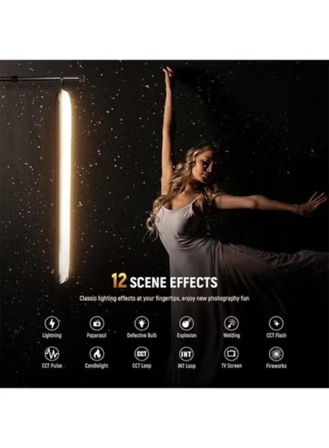 NEEWER Basic 21W Handheld LED Fill Light 35.5"/90cm, Bi Color Portable Inflatable TPU Video Lighting, 2700-6500K 1300Lux 12 Effects CRI95 2500mAh Battery, for Studio Photography Video Recording, GC21B Black - Image 4