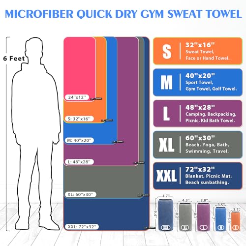 HOEAAS 2 Pack Microfiber Camping Towels, Quick Dry Towel, Super Absorbent Ultra Compact Travel Towel Soft Lightweight Sports Towel for Sweat Fast Drying Towels for Pool,Gym,Hiking,Backpacking,Fitness - Image 3