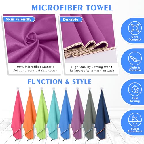 HOEAAS 2 Pack Microfiber Camping Towels, Quick Dry Towel, Super Absorbent Ultra Compact Travel Towel Soft Lightweight Sports Towel for Sweat Fast Drying Towels for Pool,Gym,Hiking,Backpacking,Fitness - Image 5