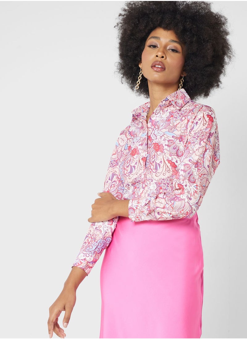 ELLA - Printed Button Down Shirt - Image 1