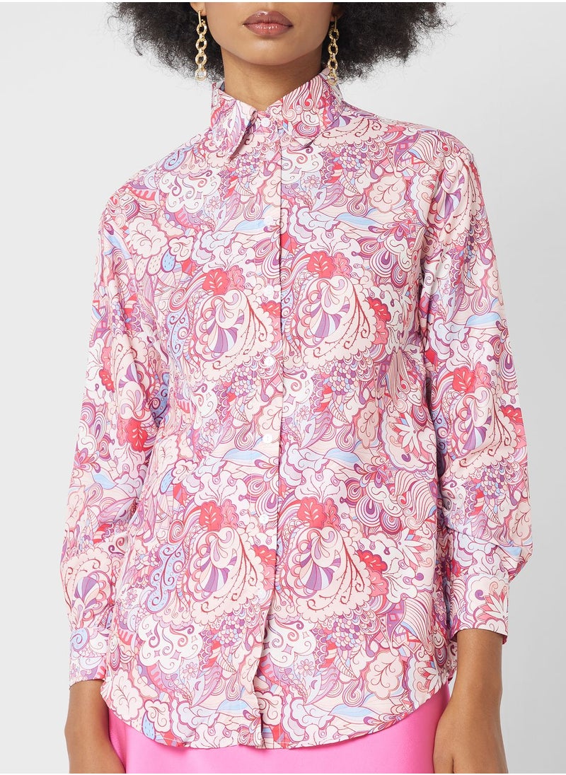 ELLA - Printed Button Down Shirt - Image 1