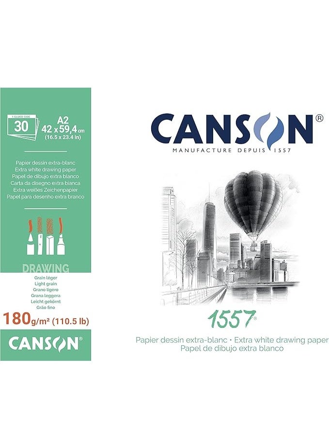 CANSON 30 Sheets A2 Size Drawing Paper Pad 180gsm Thickness - Image 1