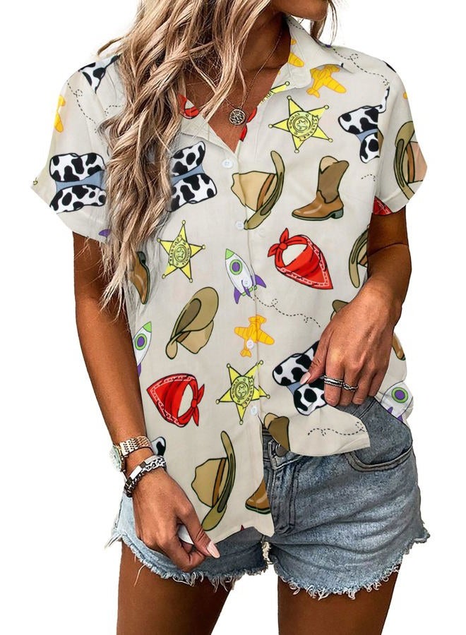 MAXIMGR You've Got A Friend in Me Shirt Women Funny Letter Print Button Down Shirts Cute Vacation Short Sleeve Graphic Tees, New Brown, XXL - Image 2