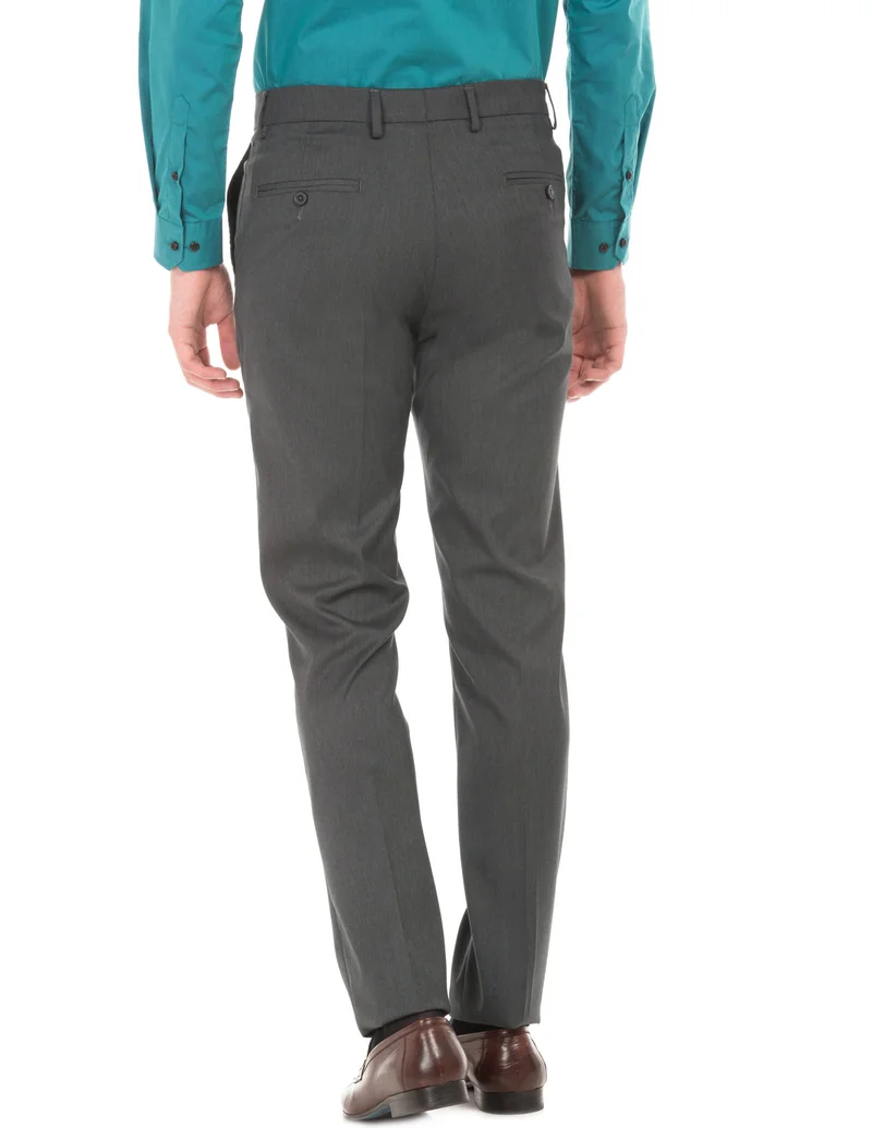 Arrow Charcoal Solid Tapered Formal Trousers for Men | Best Price UAE