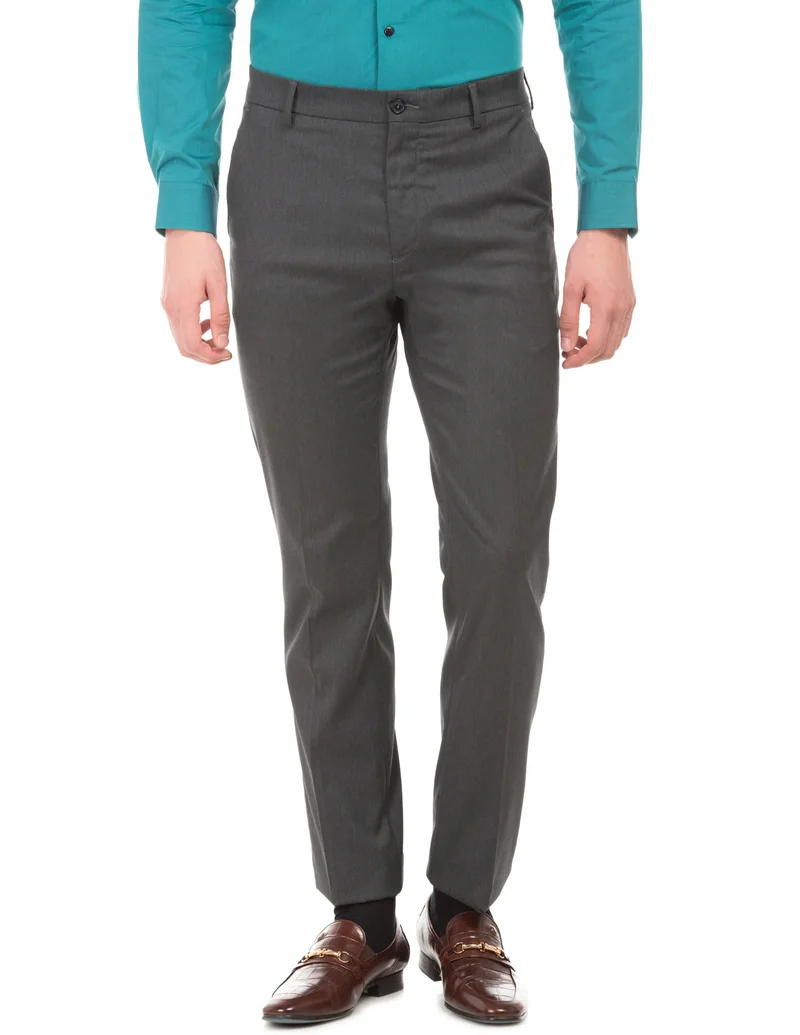 Solid Tapered Formal Trousers
