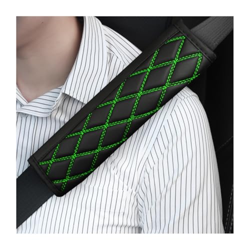 Bittwee Car Seat Belt Pads 2PCS Leather Seatbelt Covers Protect Your Neck and Shoulder More Comfortable Driving Harness Pad for All Cars and Backpack Strap Car Interior Accessories BlackGreen - Image 1