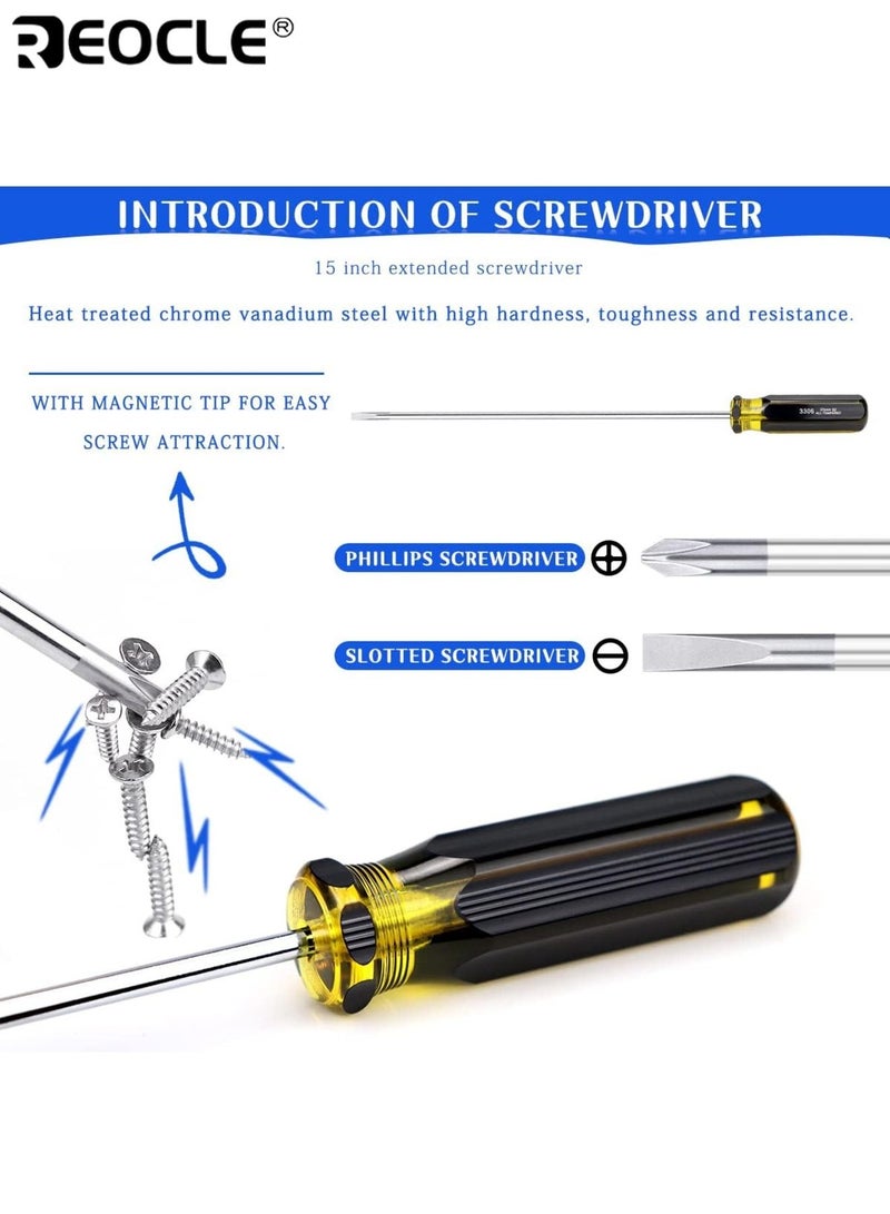 REOCLE 2PCS Magnetic Screwdriver with  High Strength CRV Steel Construction Precision Hand Tool for Home Repair Electronics Maintenance DIY Projects and Professional Use - Image 2