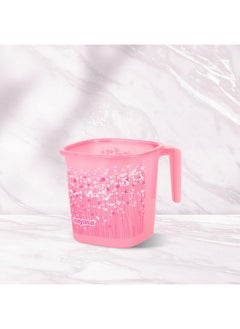 Nayasa Plastic Square Ring Funk Mug , 1.5 Liter | Mug For Bathroom | Unbreakable Material | Pink
