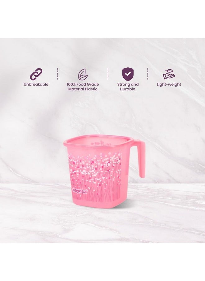 NAYASA - Nayasa Plastic Square Ring Funk Mug , 1.5 Liter | Mug For Bathroom | Unbreakable Material | Pink - Image 1