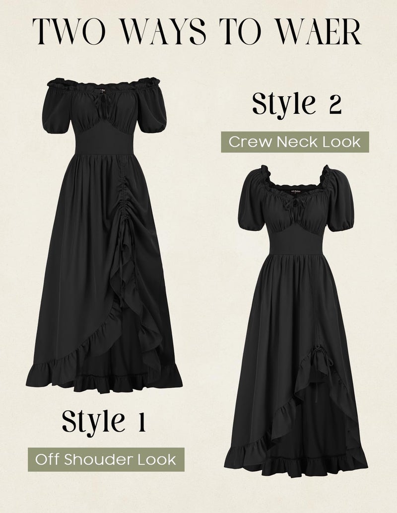 Scarlet Darkness Black Corset Dress for Women Medieval Fairy Dress Renaissance Faire Costume Black XL - Image 3